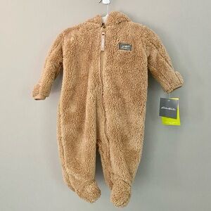 NWT Eddie Bauer Sherpa Bear One-Piece Zip-Up 0-3 Months - Cozy & Adorable
